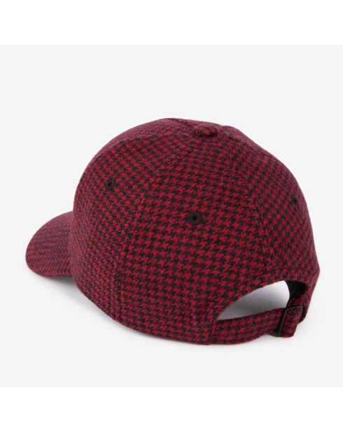 Casquette en laine pied de poule noir et rouge
