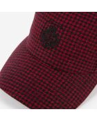 Casquette en laine pied de poule noir et rouge