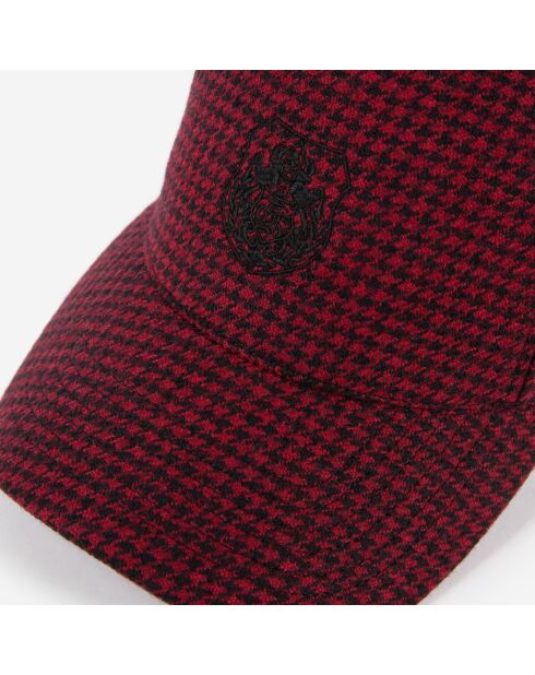 Casquette en laine pied de poule noir et rouge