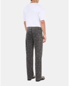 Jean droit  noir imprimé étoiles