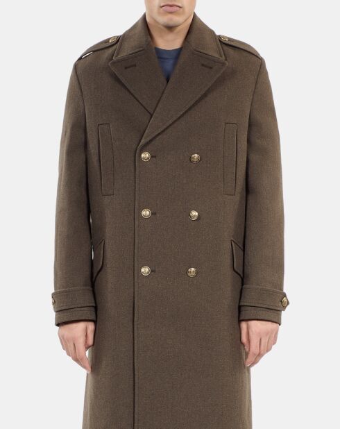 Manteau long style officier kaki