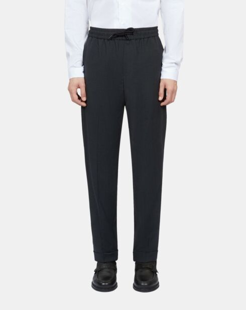 Pantalon droit à carreaux gris foncé