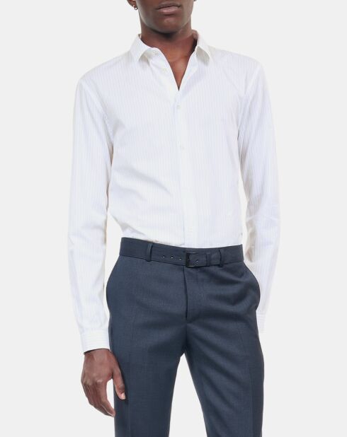 Chemise formelle à rayures blanche et bleue