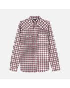 Chemise à carreaux noirs, écrus et rouges