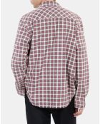 Chemise à carreaux noirs, écrus et rouges