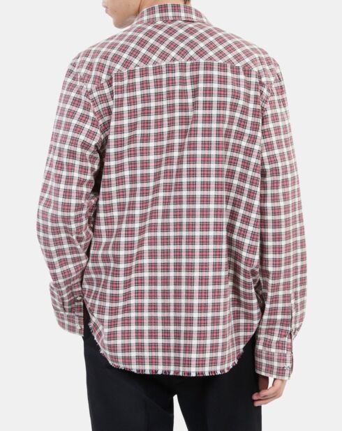 Chemise à carreaux noirs, écrus et rouges