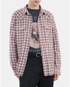 Chemise à carreaux noirs, écrus et rouges