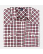 Chemise à carreaux noirs, écrus et rouges