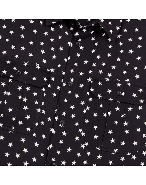 Chemise imprimée étoiles noire et blanche