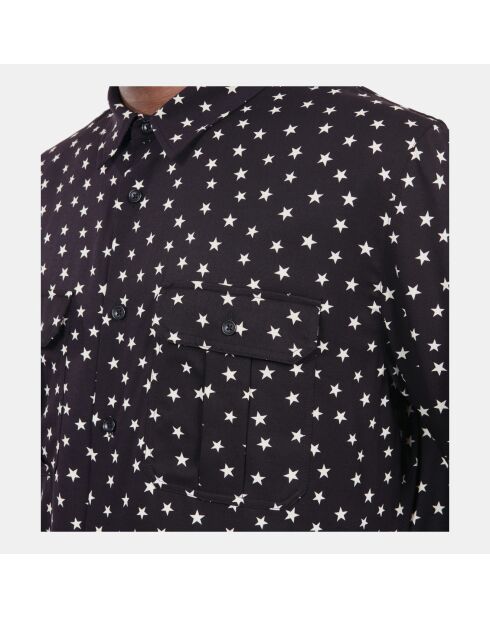 Chemise imprimée étoiles noire et blanche