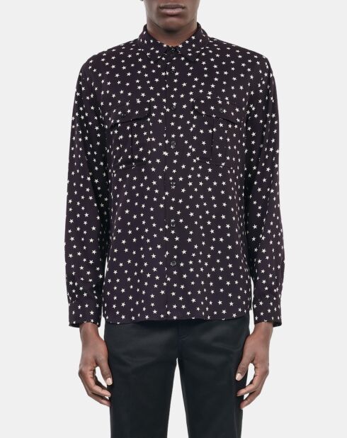 Chemise imprimée étoiles noire et blanche