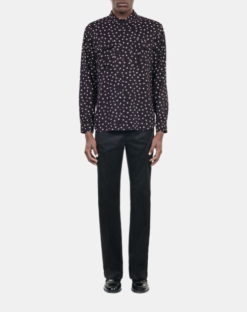 Chemise imprimée étoiles noire et blanche