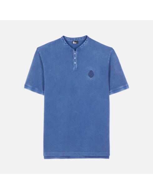 Polo en coton piqué bleu