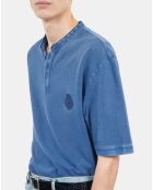 Polo en coton piqué bleu