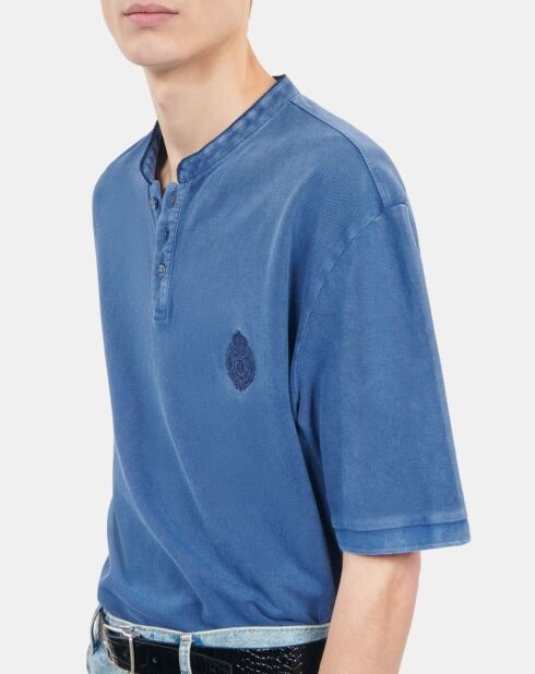 Polo en coton piqué bleu