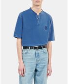 Polo en coton piqué bleu