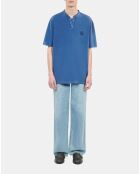 Polo en coton piqué bleu