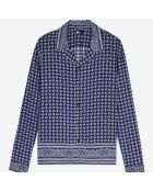 Chemise col hawaïen imprimée bleue