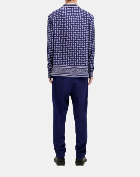 Chemise col hawaïen imprimée bleue