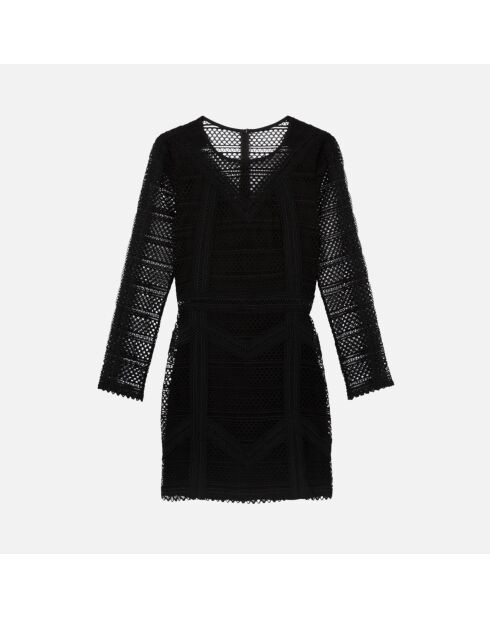 Robe courte en guipure noire