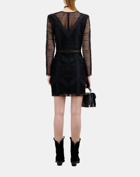 Robe courte en guipure noire