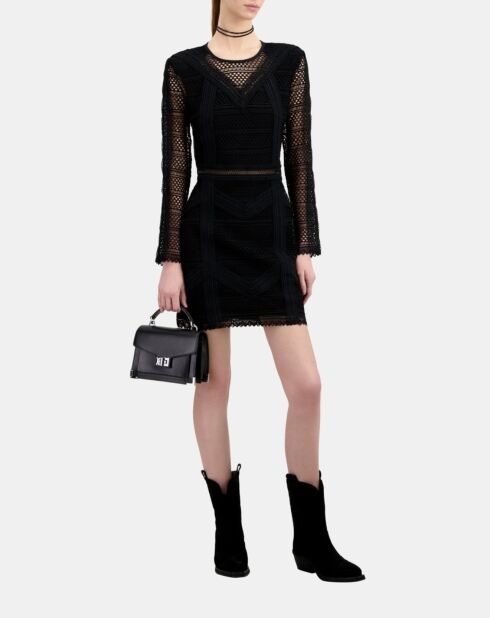 Robe courte en guipure noire