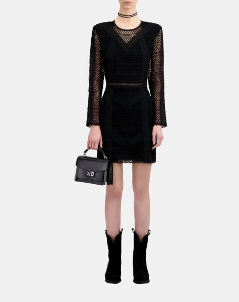Robe courte en guipure noire