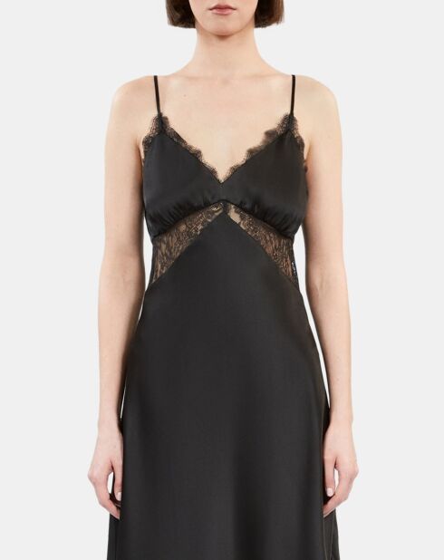 Robe nuisette courte en soie noire