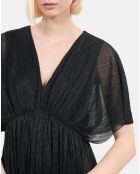 Robe longue en jersey métallisé noire