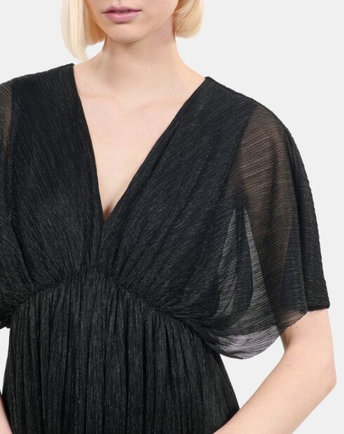 Robe longue en jersey métallisé noire