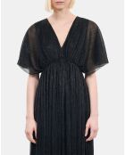 Robe longue en jersey métallisé noire