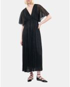 Robe longue en jersey métallisé noire