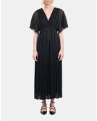 Robe longue en jersey métallisé noire
