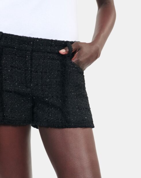Short en tweed noir