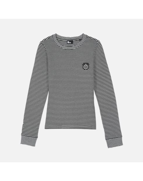 T-shirt manches longues à rayures noir et blanc