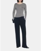 T-shirt manches longues à rayures noir et blanc