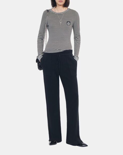 T-shirt manches longues à rayures noir et blanc