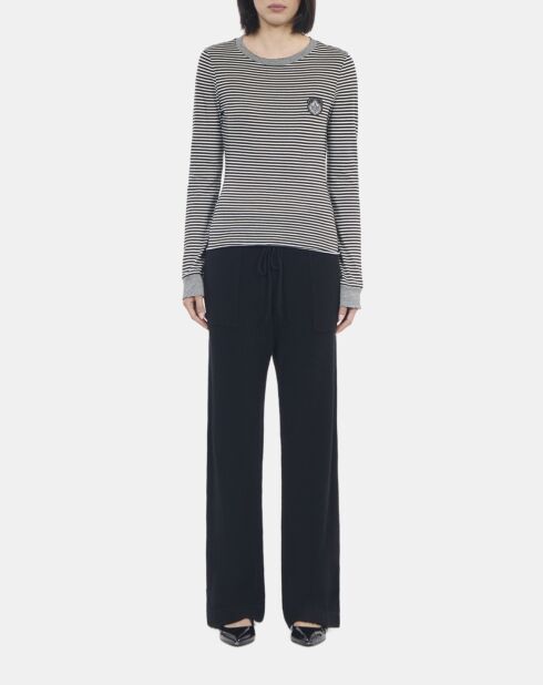 T-shirt manches longues à rayures noir et blanc