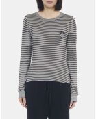 T-shirt manches longues à rayures noir et blanc