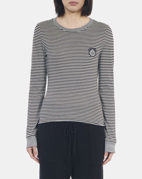 T-shirt manches longues à rayures noir et blanc