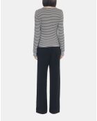 T-shirt manches longues à rayures noir et blanc