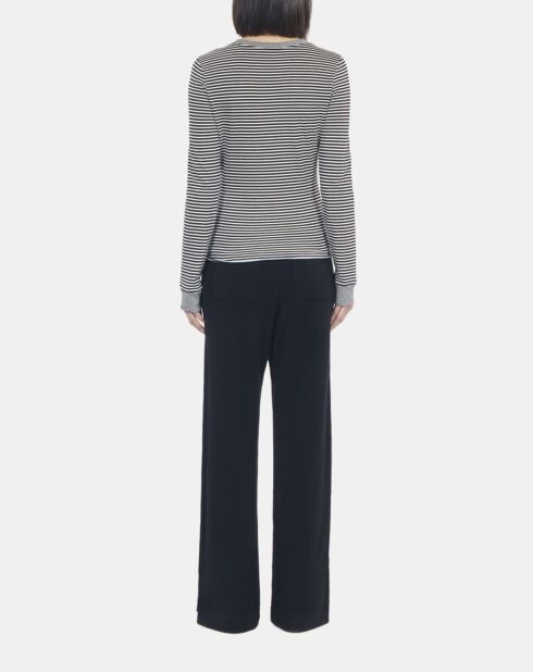 T-shirt manches longues à rayures noir et blanc