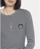 T-shirt manches longues à rayures noir et blanc