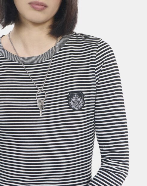 T-shirt manches longues à rayures noir et blanc