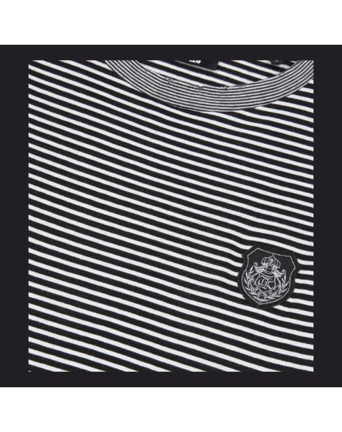 T-shirt manches longues à rayures noir et blanc