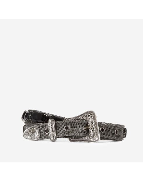 Ceinture avec bijoux et boucle western noire