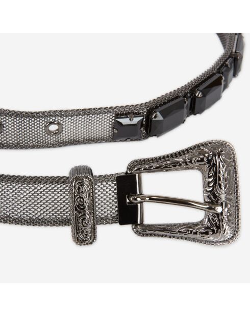 Ceinture avec bijoux et boucle western noire