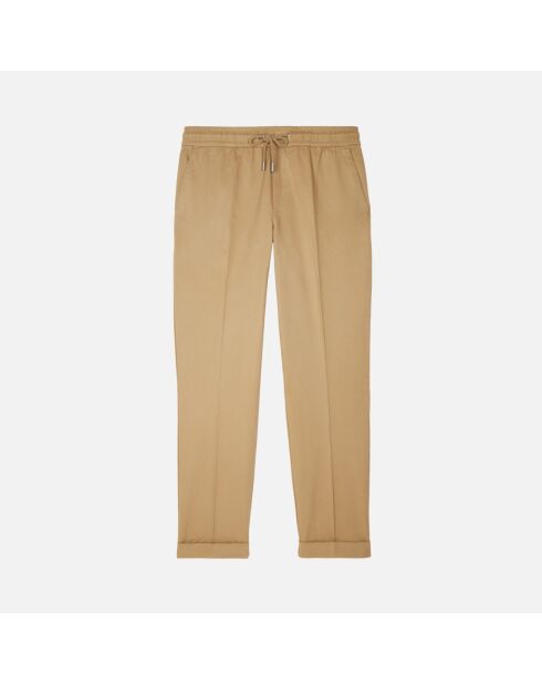 Pantalon droit en coton camel