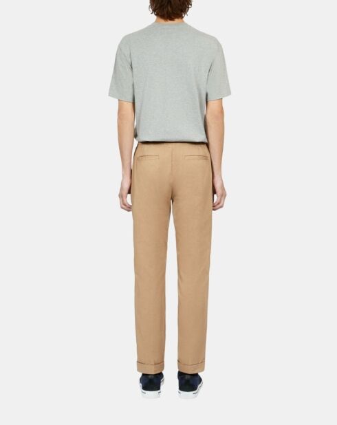 Pantalon droit en coton camel
