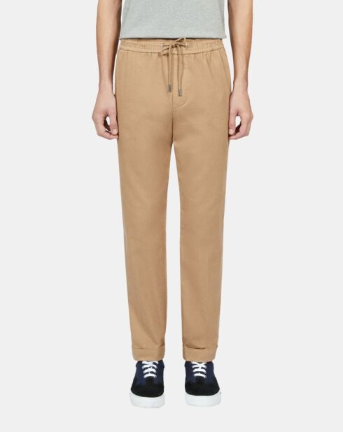 Pantalon droit en coton camel